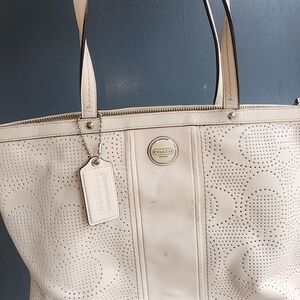Coach Off-White Perforated Tote